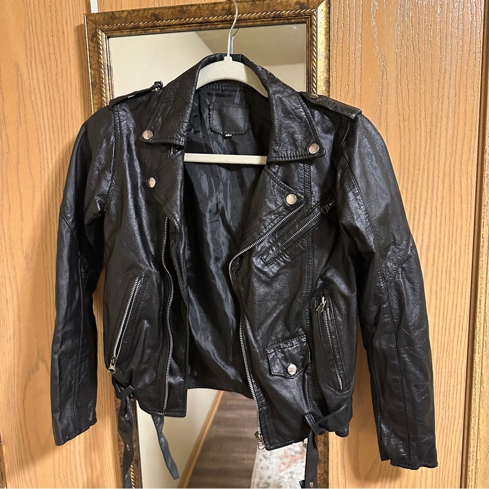 Genuine leather moto jacket